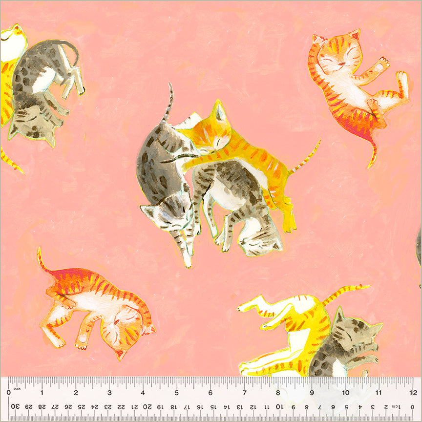 Preorder - Heather Ross by Hand, Barn Kittens in Salmon