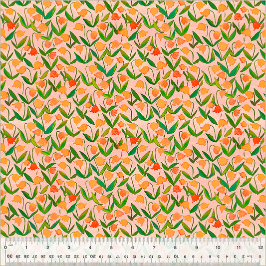 Preorder - Heather Ross by Hand, Flowerbed in Salmon